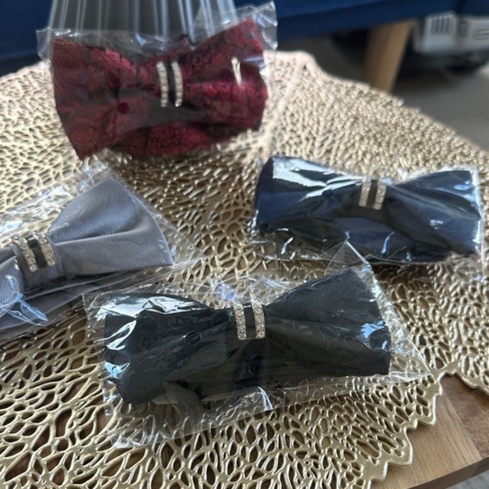 Elegant Men's Bow Tie Set - Red, Gray, Blue, Black SOLD. INDIVIDUALLY!